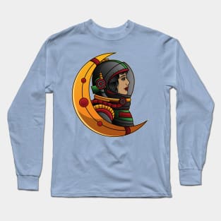 astronaut female traditional moon Long Sleeve T-Shirt